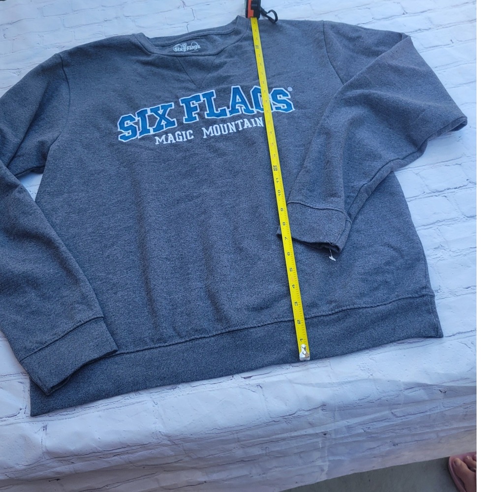 Six Flags Magic Mountain Sweatshirt Mens Large Gray Crewneck Graphic Pullover